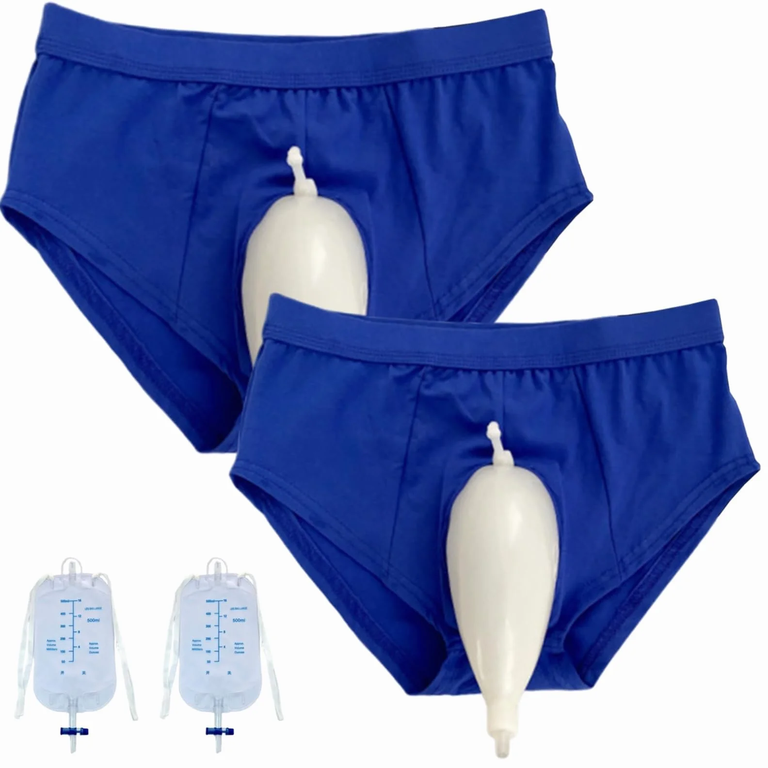 Sacchetto raccogli urina in silicone 500 ml per uomo catetere esterno riutilizzabile (2pcs, XL)