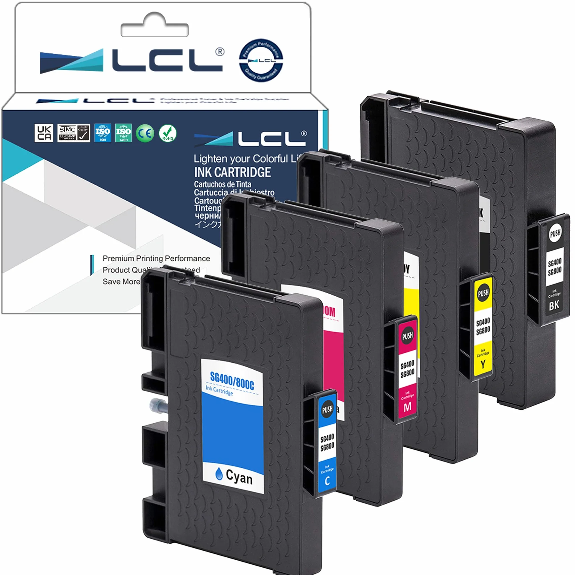 LCL Cartucce d'inchiostro a sublimazione Compatibile SG400 SG800 SG400NA SG800NA PRINTAN DINK High Yield (1Nero 1Ciano 1Magenta 1Giallo) Sostituzione per Sawgrass Virtuoso SG400 SG800 SG400NA