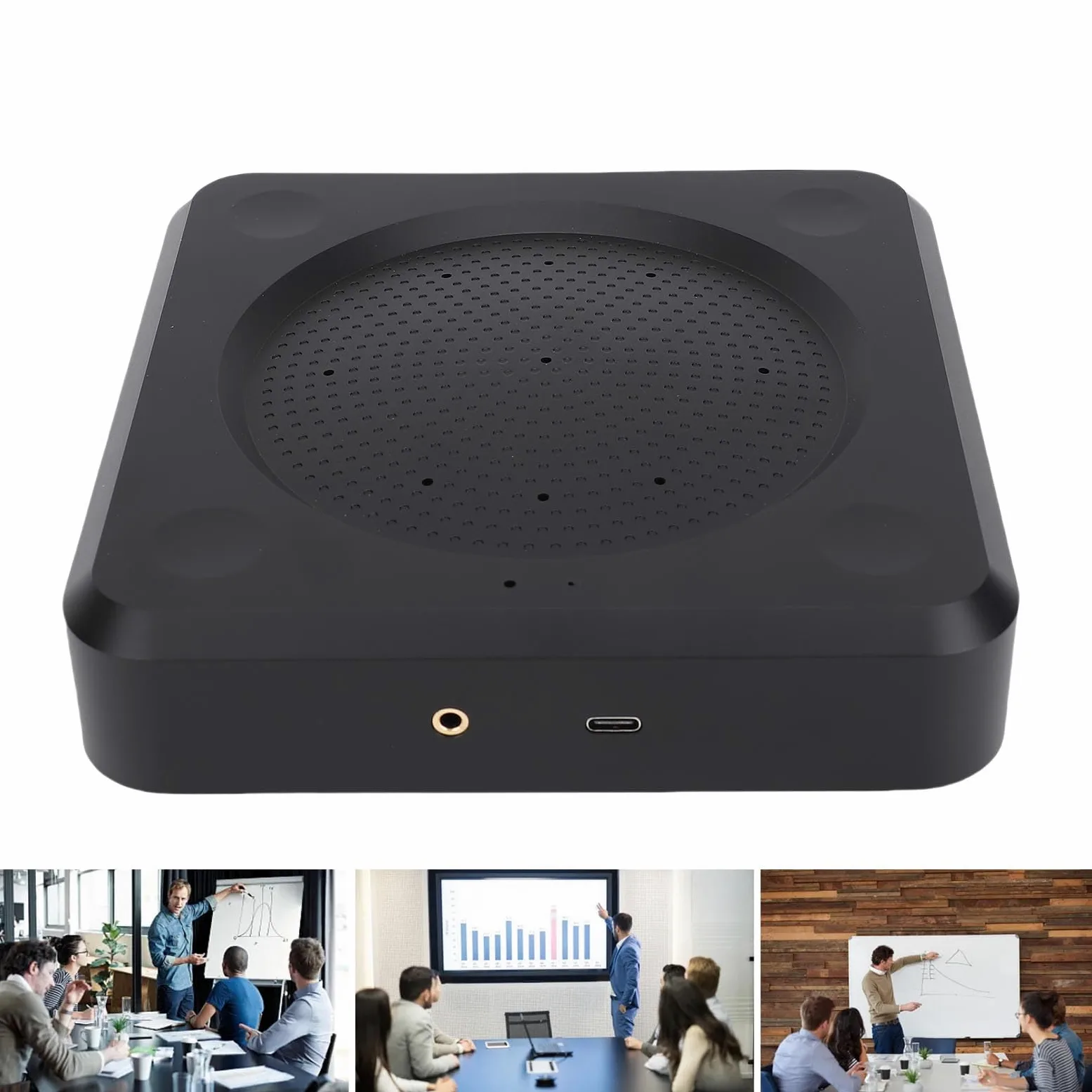banapoy Microfono USB per Conferenze con Array 6 Microfoni, Diametro Rilevamento 10 Metri, Rilevamento Vocale a 360 Gradi, Riduzione del Rumore, Plug and Play per Videoconferenze
