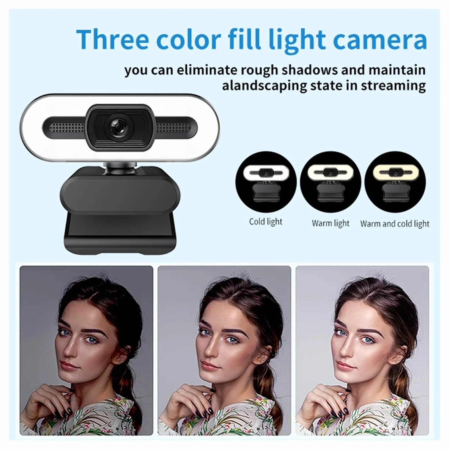 Full HD 1080P 2K 4K Webcam Auto Focus Fill Light Web Camera con microfono Trasmissione in diretta USB Computer PC Web Cam(4K AutoFocus)