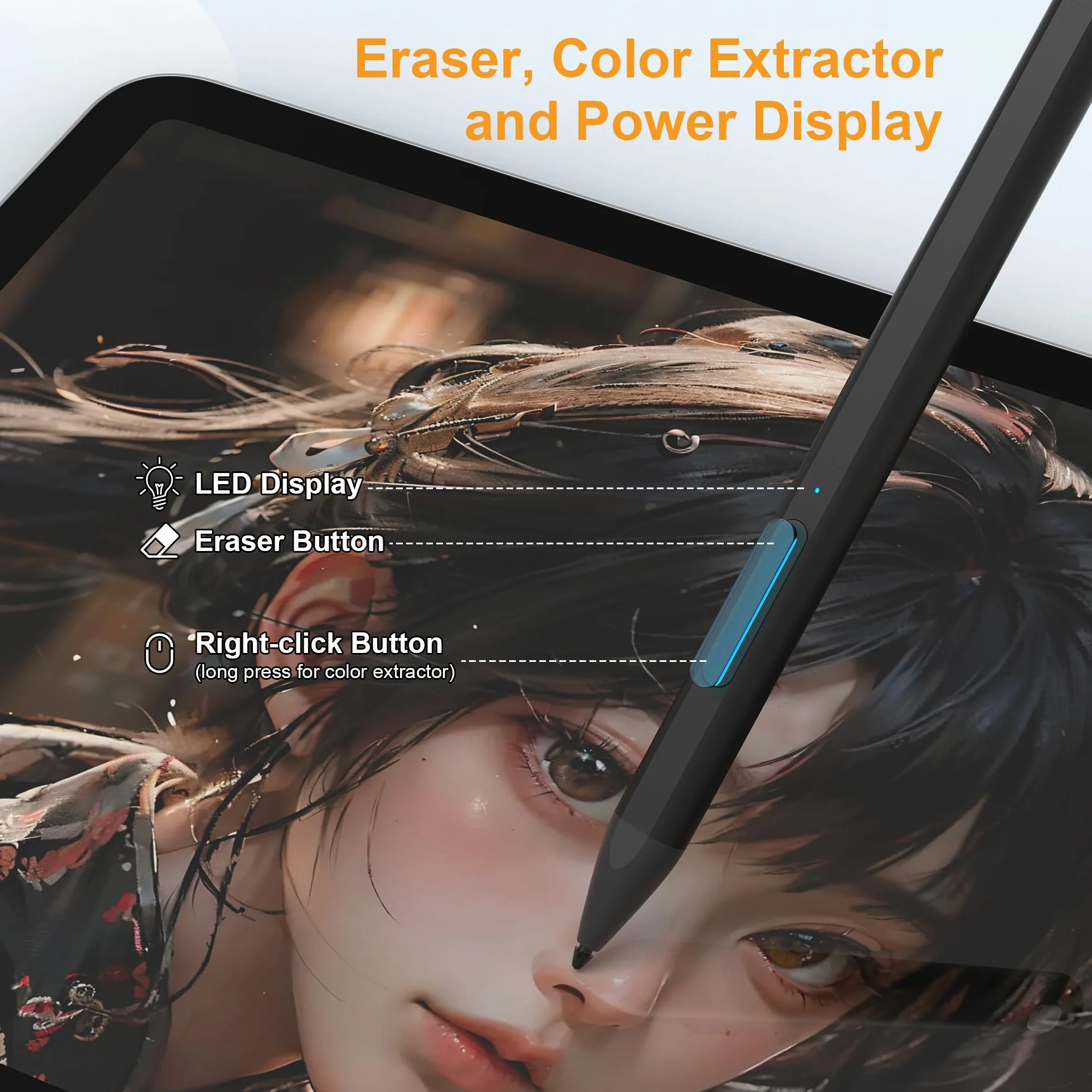 Penna per Surface Pro 11/10/9/8/7/6/5/4/3/X, Surface Go 4/3/2/Go/Book/Laptop/Studio/Duo, Penna Surface con Pulsante 2-in-1 & Ricarica Rapida USB C & 4096 Sensibilità Alla Pressione