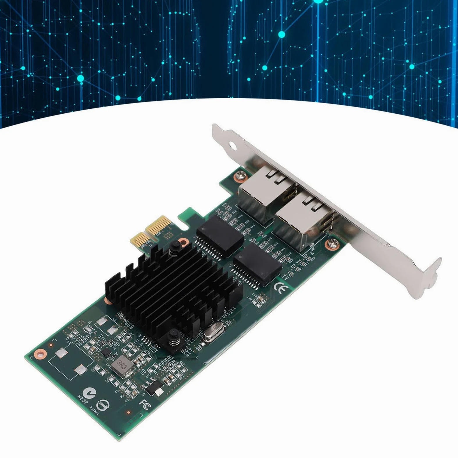 Cryfokt Scheda Di Rete Pcie Da 1 Gb, Adattatore Gigabit Ethernet Pci Express 2.0 X1 Con Doppia Porta Rj45 E Supporto Controller, Adattatore Di Rete Ethernet