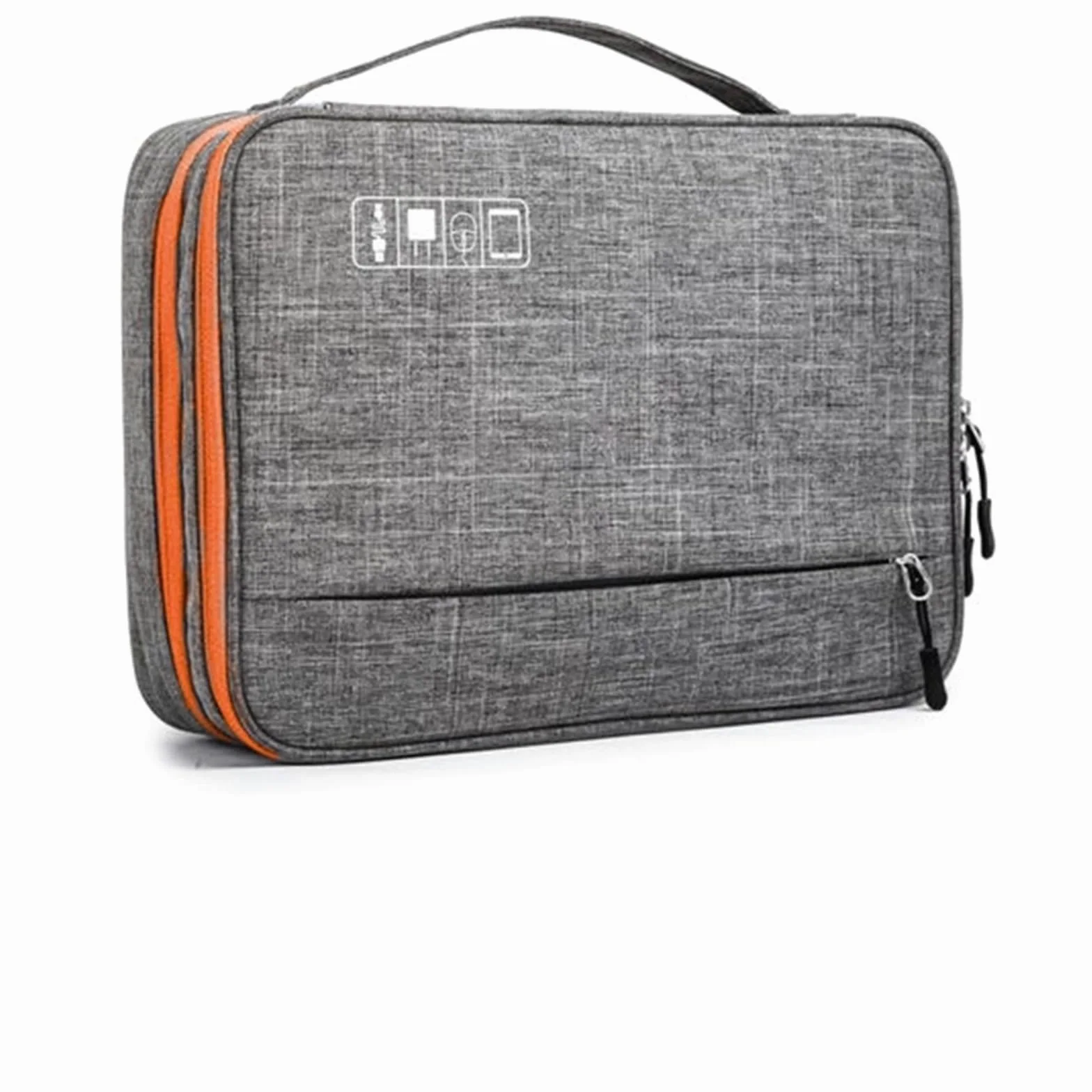 Borsa Organizer Cavi Borsa for accessori elettronici a doppio strato, con scomparti separati, strisce staccabili, custodia organizer portatile for dischi rigidi e cavi(Gray)