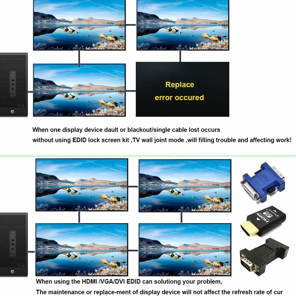 EVanlak - Adattatore emulatore Hdmi Edid di terza generazione, funziona con interruttori Mac Thunderbolt a HDMI, ricevitore AV, splitter video, 4 K, 3840 x 2160 a 60 Hz, confezione da 1…