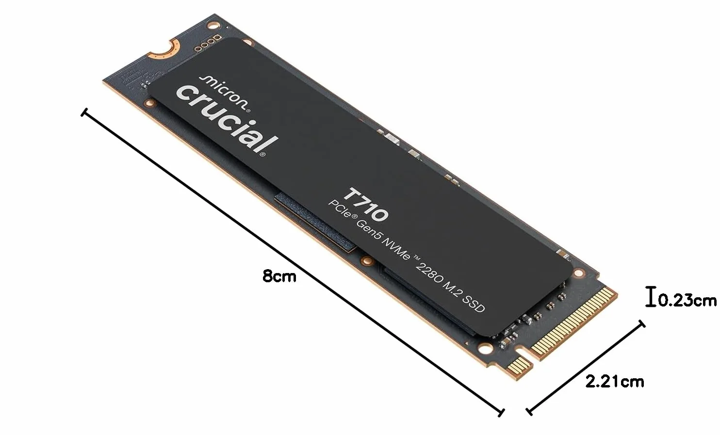 Crucial T710 SSD 1TB PCIe 5.0 x4 Gen5 NVMe M.2, Velocità fino a 14900 MB/s Lettura, 13700 MB/s in Scrittura, Notebook e PC Desktop, TLC NAND, Hard Disk Interno - CT1000T710SSD8-01