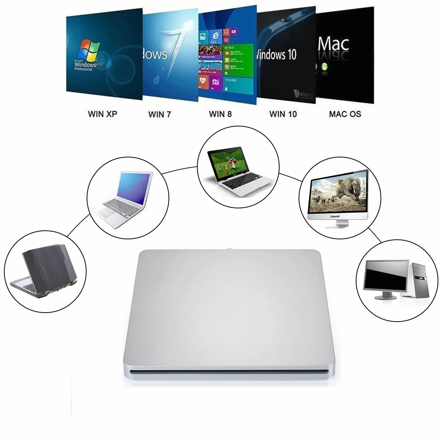 USB-C Superdrive External DVD/CD Reader and DVD/CD Burner for Apple-MacBook Air/Pro/iMac/Mini/MacBook Pro/ASUS/AS.