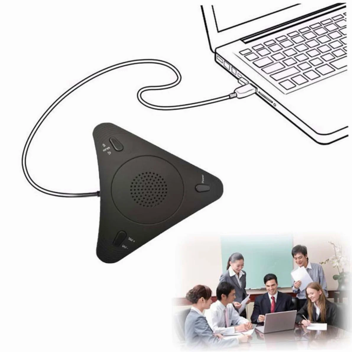 SUPVOX Microfono USB Omnidirezionale Nero Riduzione Dell’eco, Alta Sensibilità e Controllo Automatico del Guadagno, per Riunioni di Gruppo