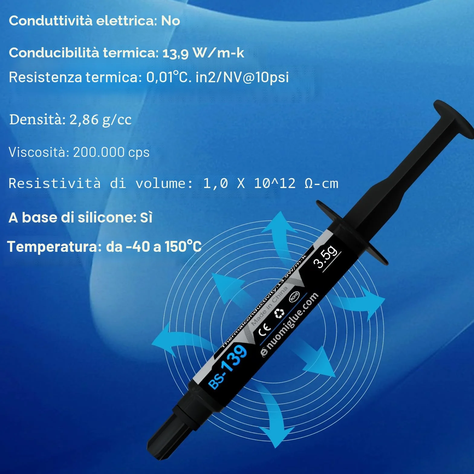 Pasta Termica 3.5g per CPU Dissipatore di Calore Kit ad Alte Prestazioni Base di Carbonio