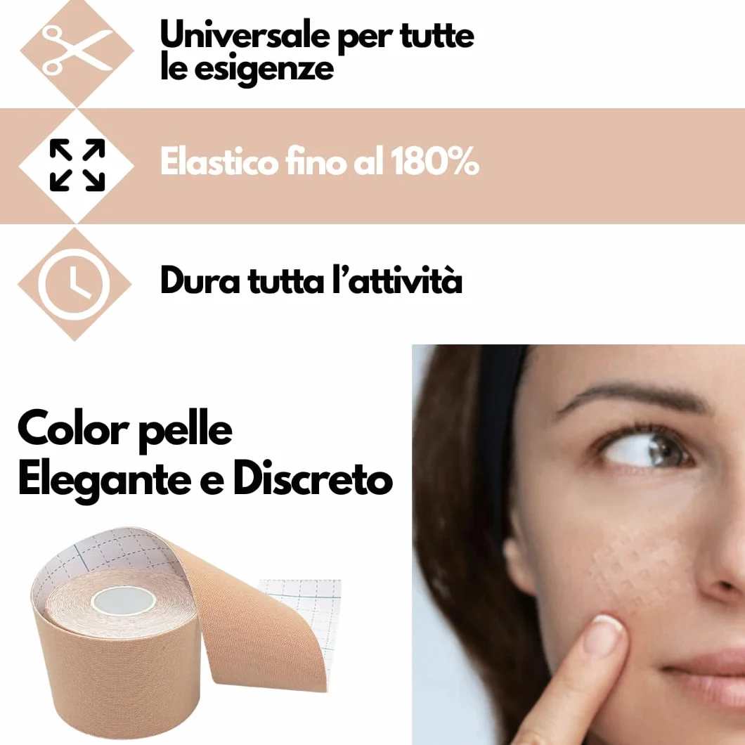 TS TAKE SPORT Kinesio Tape 5x5m 95% Cotone 5% Spandex 1 Rotolo Resistente ad Acqua e Sudore