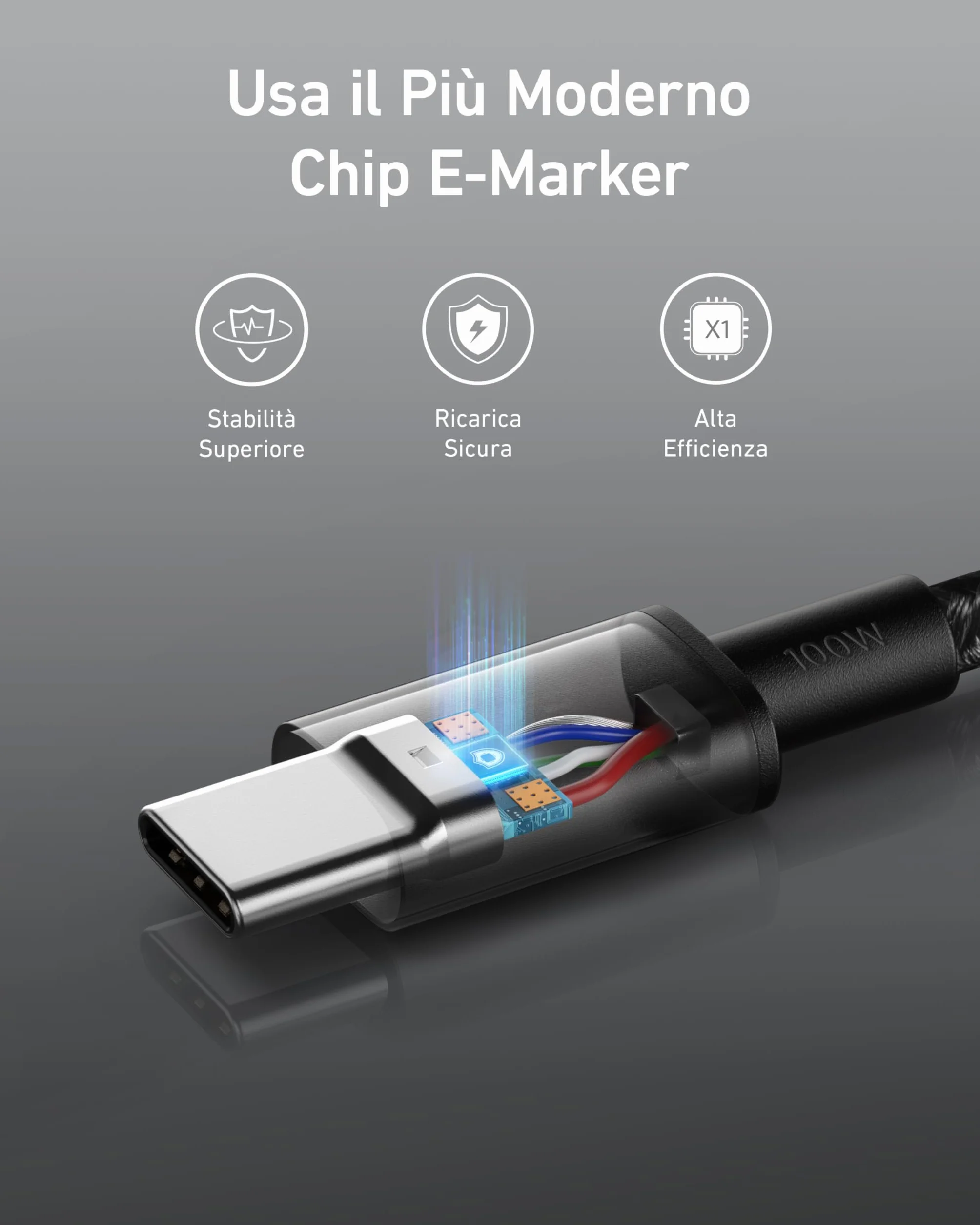 Anker Cavo USB C 100W 333 Type C Ricarica Rapida 1,8m per iPhone 16 Pro Max MacBook Pro iPad Pro Galaxy S21