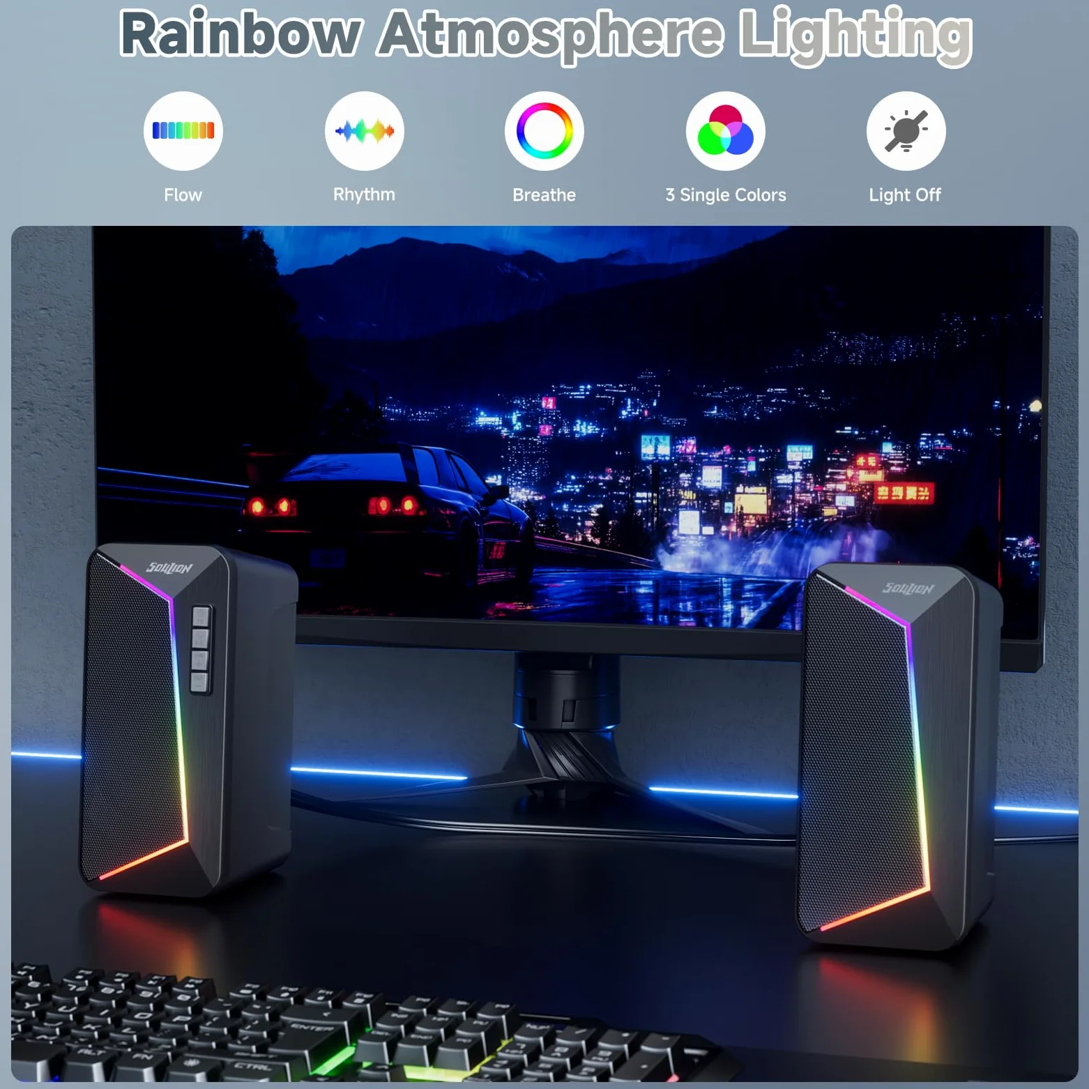 SOULION Altoparlante PC, alimentato tramite USB, con controllo volume, altoparlante da desktop per laptop, monitor
