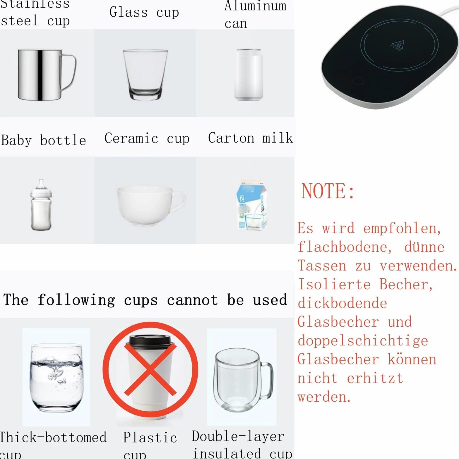 Scalda Tazza USB, Scalda Tazza, Scaldatazze da Caffè, Scalda Bevande, Sottobicchiere Elettrico, Utilizzabili per Caffè, Latte, Tè, Acqua, Regalo di Natale, Ldeale per la Stagione Invernale, Nero