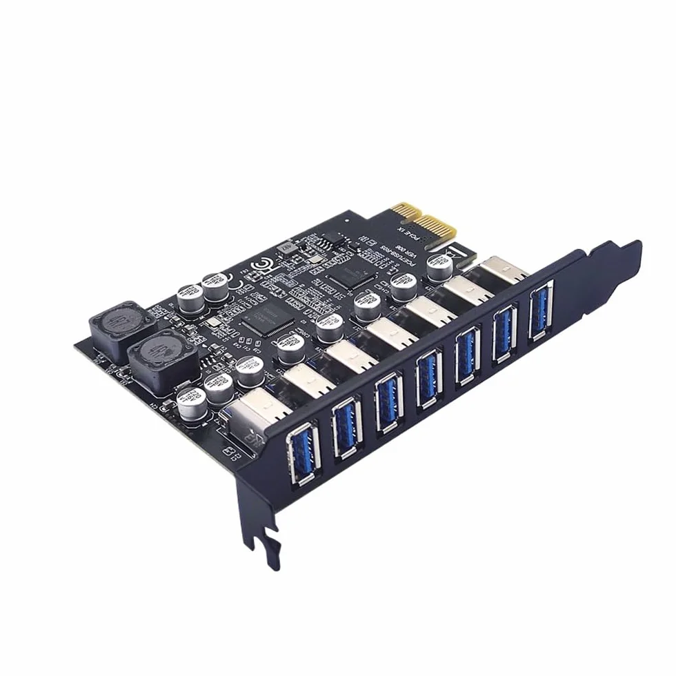 Scheda adattatore controller frontale USB 3.2 a 7 porte, scheda di espansione PCI-E Express a 7 porte, scheda USB interna PCIe collega 7 dispositivi avanzati per Windows