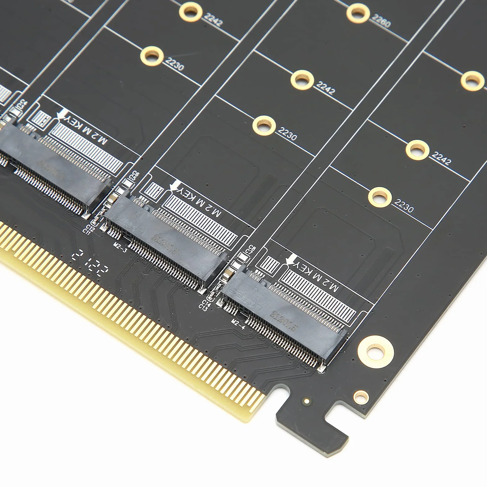 Akozon Scheda di Espansione M.2, Scheda Adattatore 4 Porte M.2 Nvme SSD Nvme Adattatore Convertitore Disco Rigido Lettore Espansione PCIE a PCIE X16 Chiave M