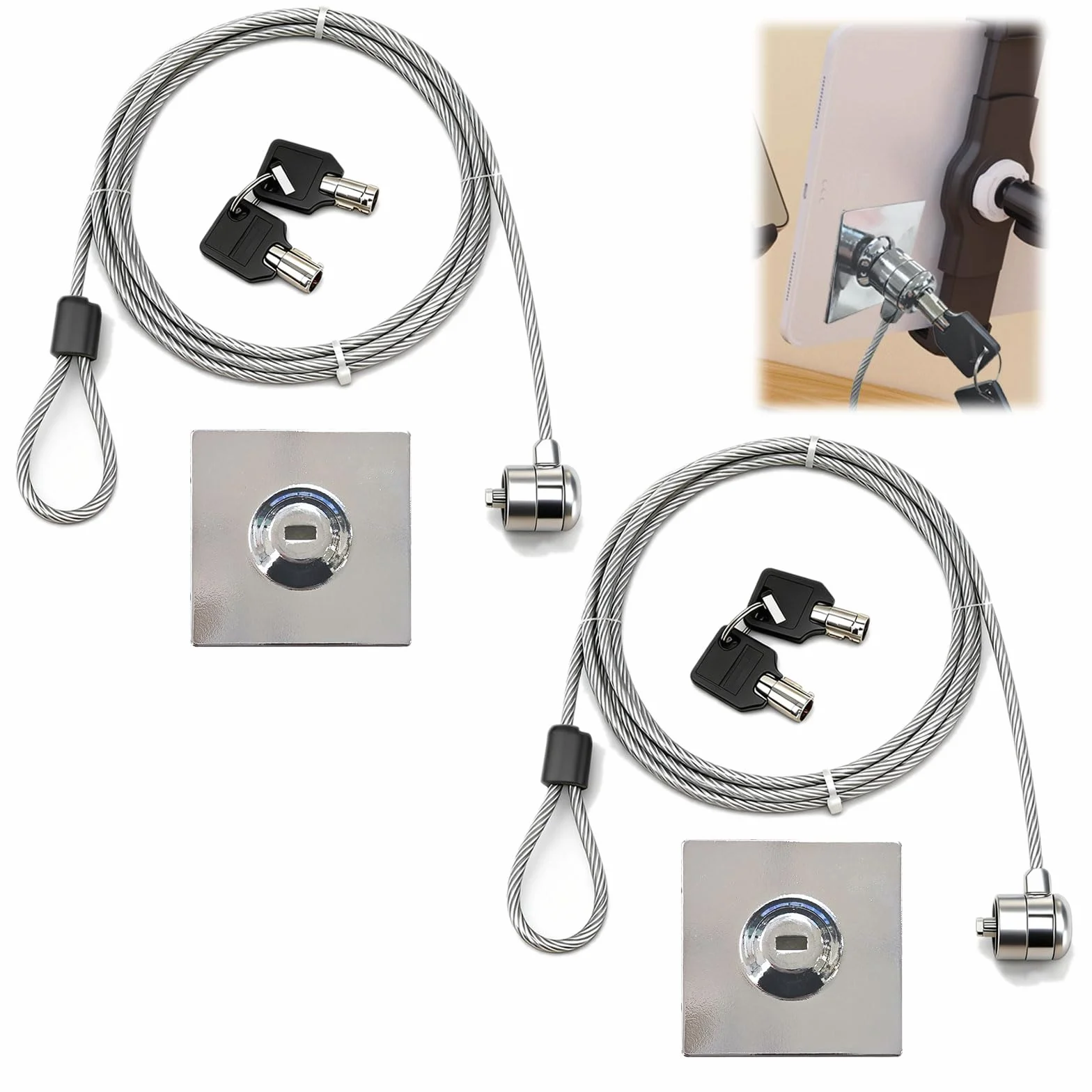 Cavo di Sicurezza Antifurto in Acciaio con Lucchetto a Chiave per PC, Notebook, Smartphone e Tablet, Serratura per Computer Portatile, Compatibile con Dispositivi Elettronici Universali (2)