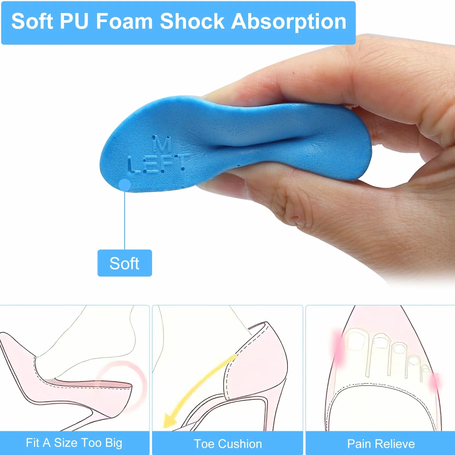 HENGBIRD Inserti per Scarpe Troppo Grandi, Solette Regolabili Antiscivolo Lavabili, Riduttori Invisibili in Schiuma per Donna Uomo