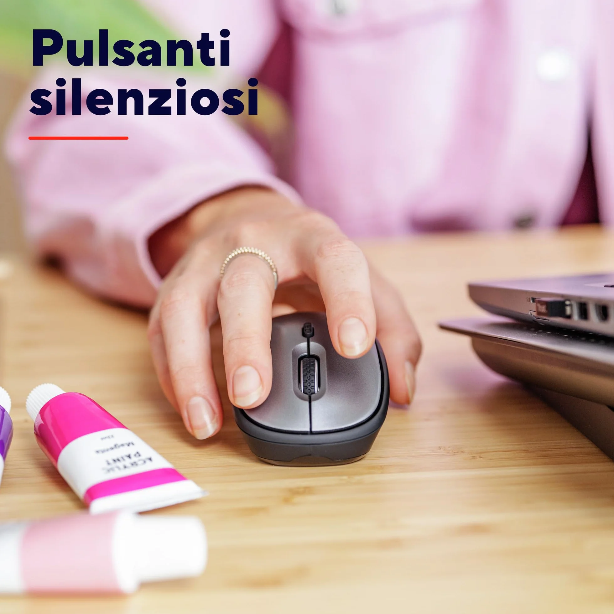 Trust Mouse Wireless Silenzioso 800-1600 DPI Microricevitore USB Compatto per PC Laptop Mac