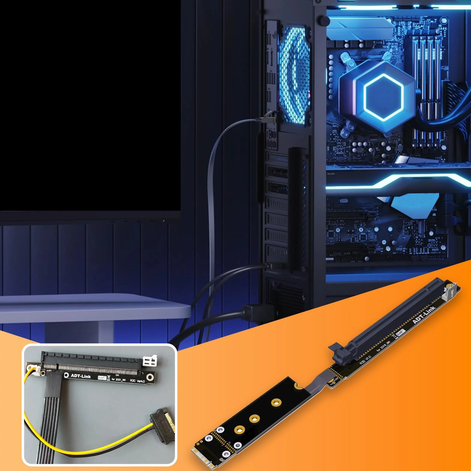 Link M2 Pci Extension - Cavo di prolunga adattatore Pci-Express Riser | Soluzione di raffreddamento versatile per migliorare prestazioni e compatibilità
