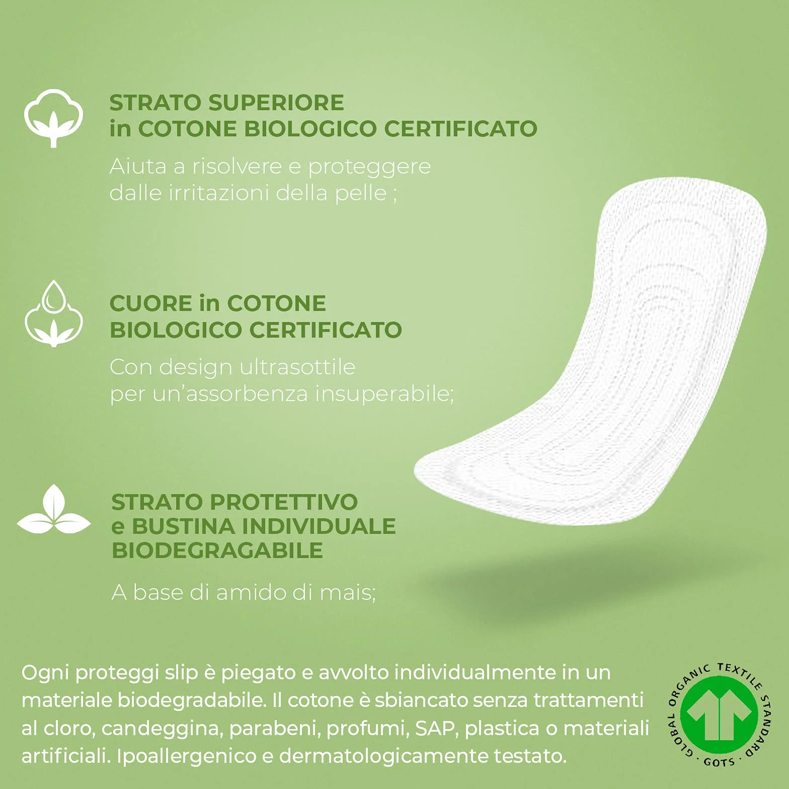 Organyc Proteggi Slip Extra lungo 100% cotone biologico 20 sztuk