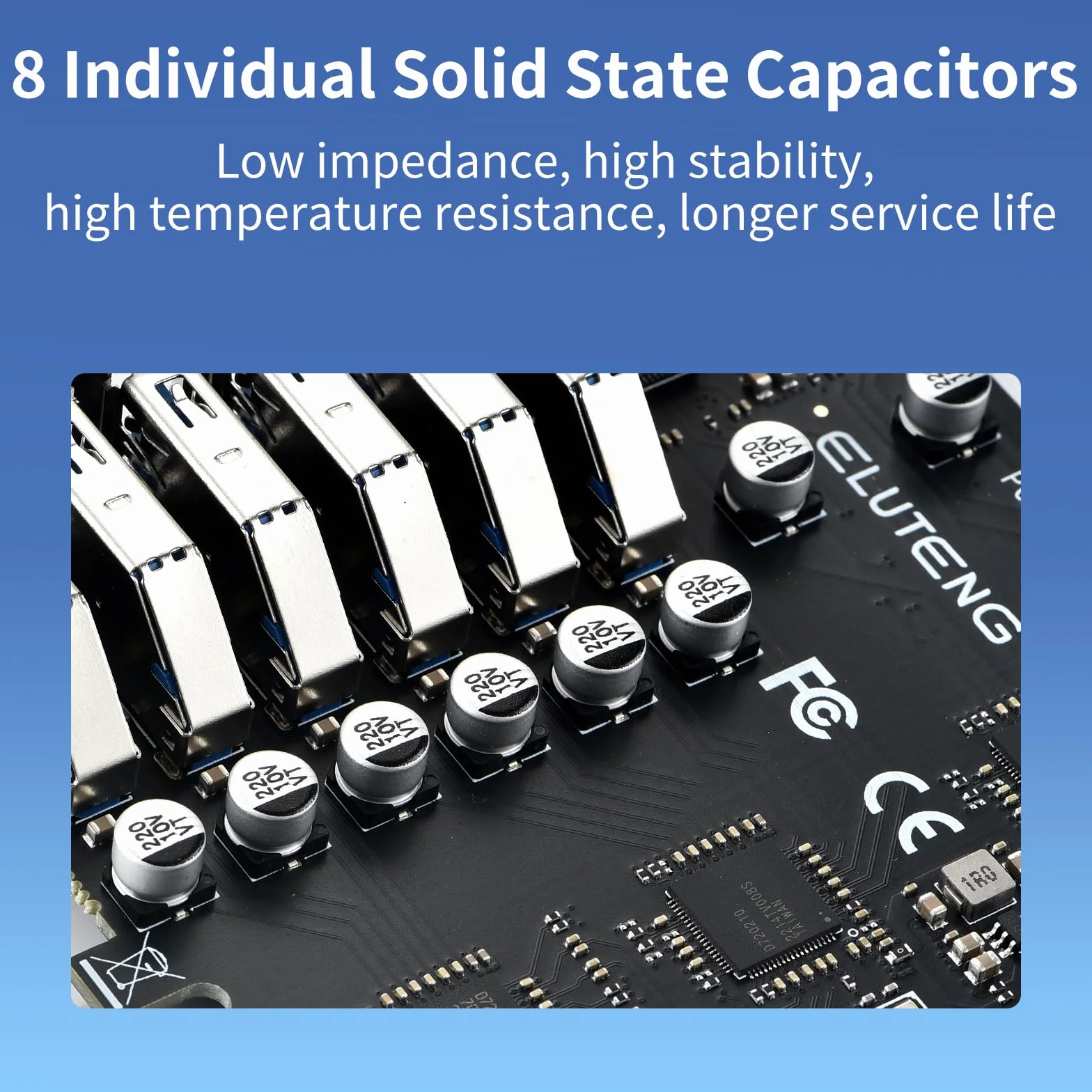 ELUTENG Scheda PCIe a USB 3.2 Gen 2 con 5 Gbps 8 Porte (2 Tipo C + 6 x Tipo A) Scheda di Espansione, Convertitore Interno USB3 Scheda PCI Express per PC Desktop, per Windows 11/10/8.1/8/7/XP/Vista