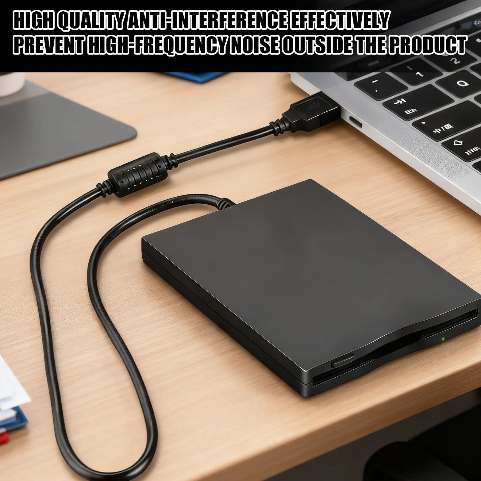 Leikurvo Unità floppy esterna USB portatile FDD 1,44 MB 3,5 pollici, Slimline Floppy Disk Drive esterno lettore di schede per computer esterno rimovibile compatibile con PC e MAC, Plug and Play, nero