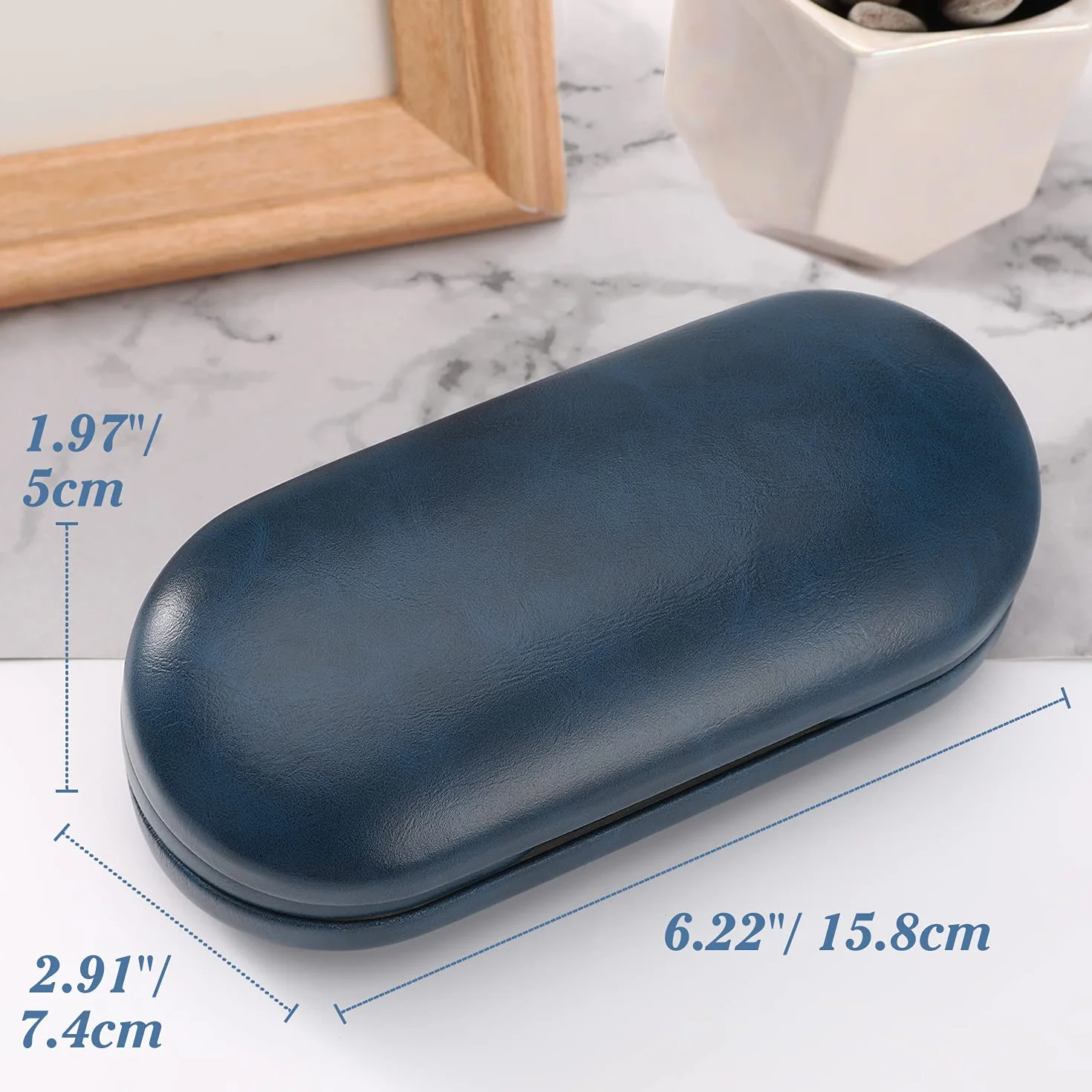 MoKo Custodia Occhiali in Pelle con 2 Scompartimenti, Chiusura a Cerniera, 15 x 7,4 x 1,97 cm, Universale per Occhiali da Sole