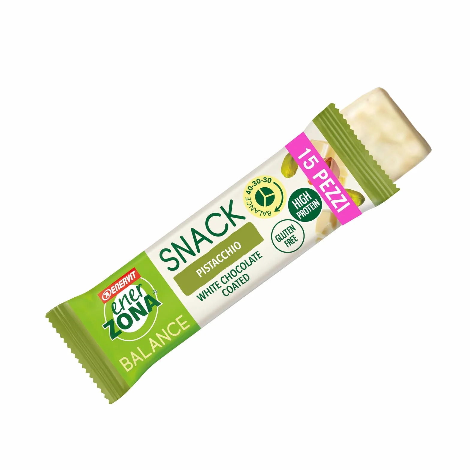 Enervit Enerzona Protein Snack 40-30-30 Gusto Pistacchio 15 Barrette Proteiche 27gr