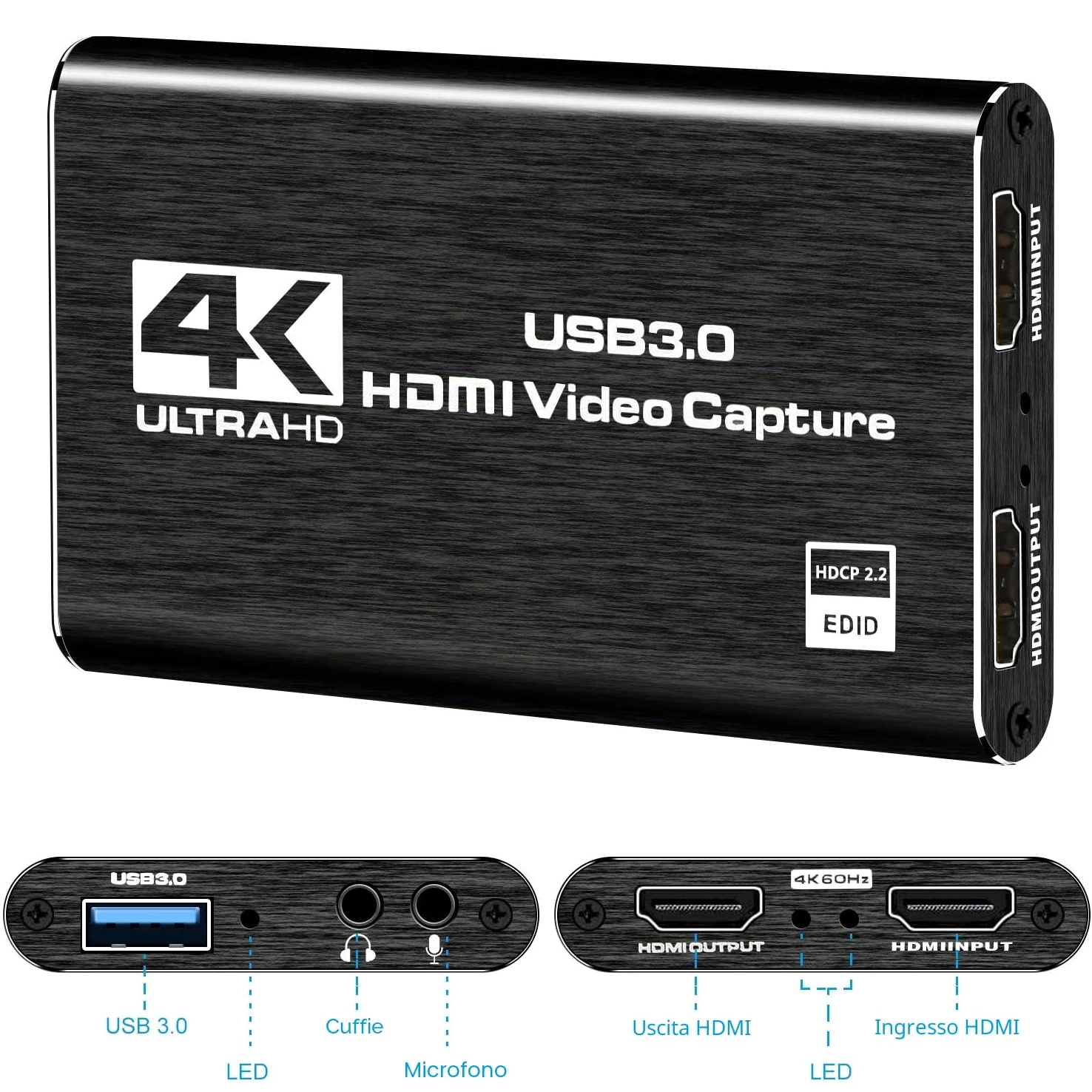 Rybozen Game Capture Card USB 3.0 Video Card HD 1080P HDMI registrazione video con trasmissioni live registratore dispositivo streaming per Windows Linux OS X System