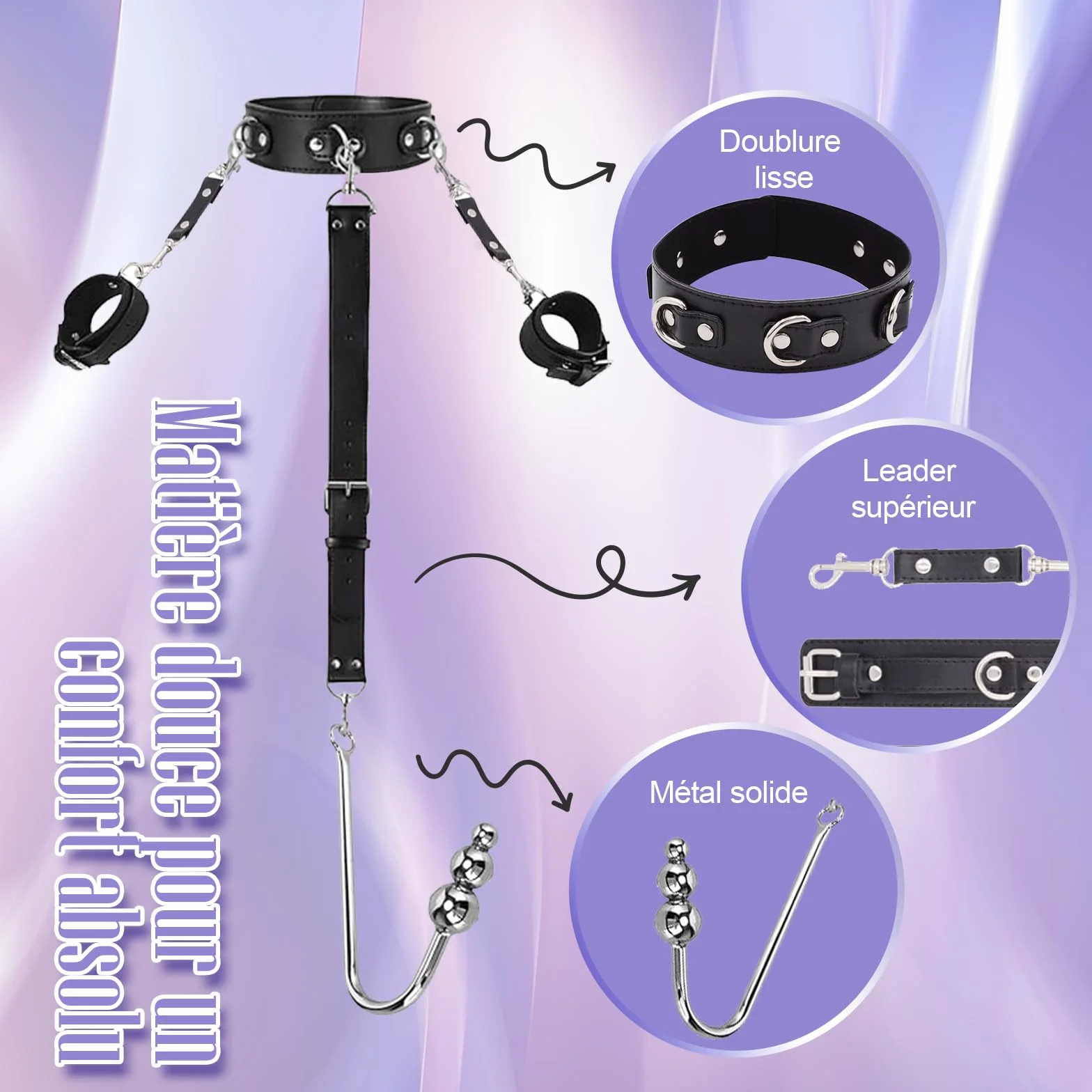 Gancio anale per donne, set di ganci bondage BDSM, giocattolo estremo, collare fetish