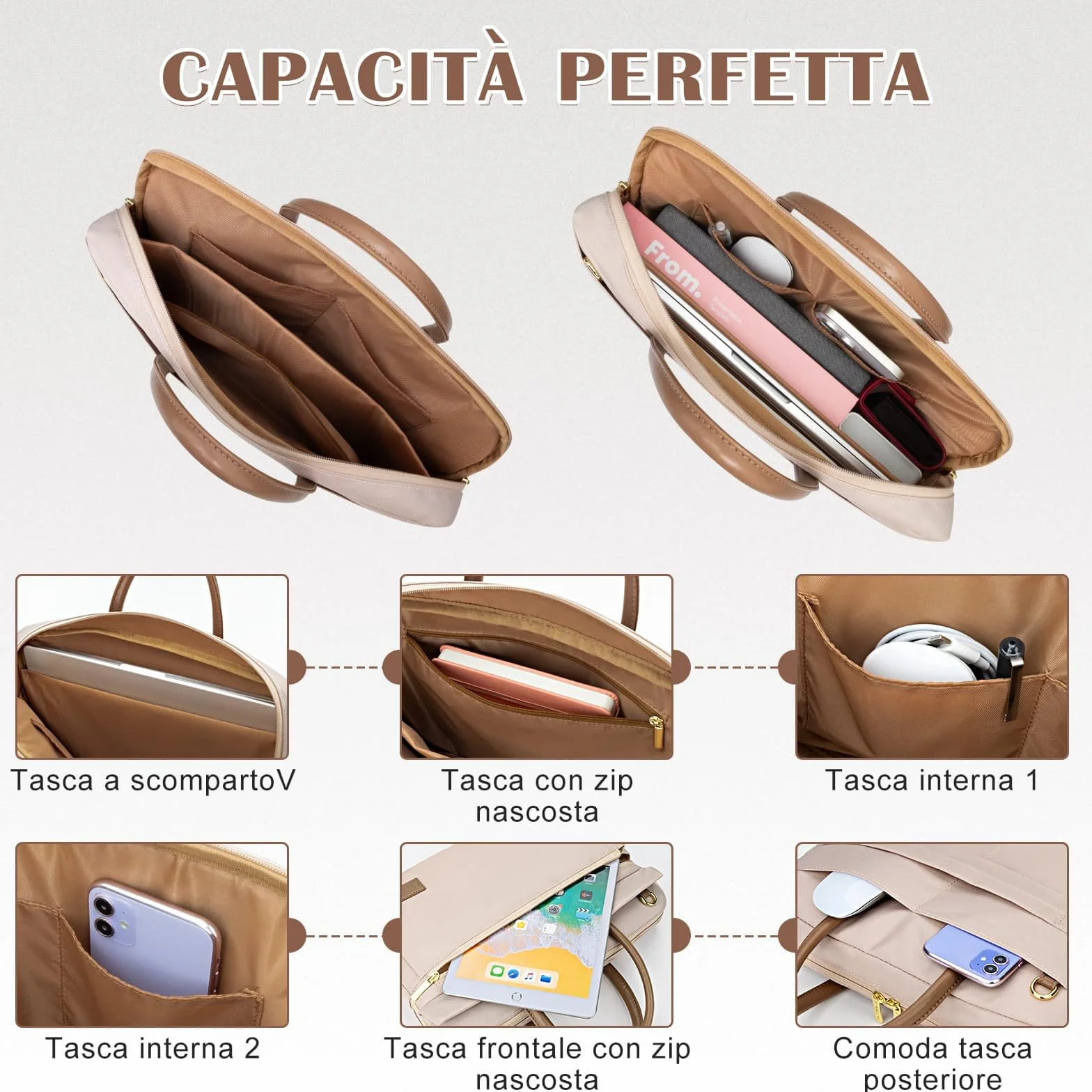 RAINYEAR Borsa per laptop da 14 pollici compatibile con Macbook Notebook Computer Chromebook da 13-14 pollici, borsa messenger in poliestere, valigetta con maniglia e tracolla