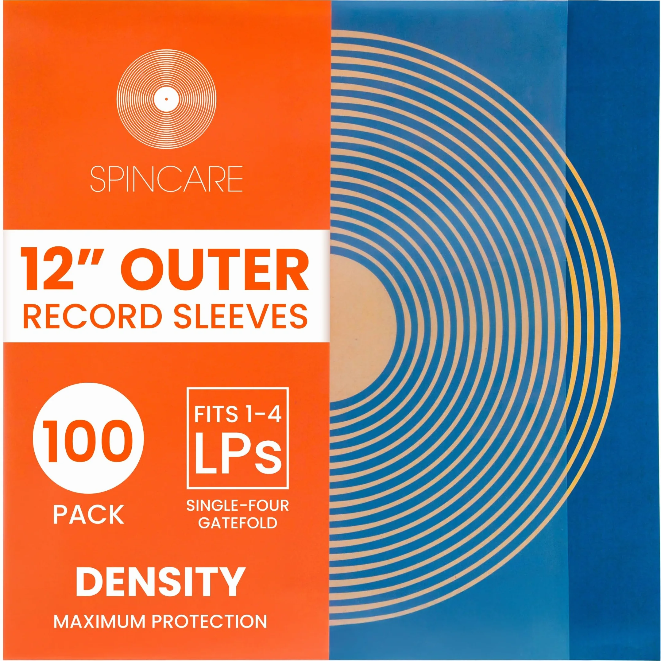 SPINCARE 100x Custodie Esterne 12 Pollici con Protezione UV per Dischi in Vinile Density Custodia Protettiva per LP Singoli e Doppi Album | Polietilene Resistente per archiviazione e conservazione