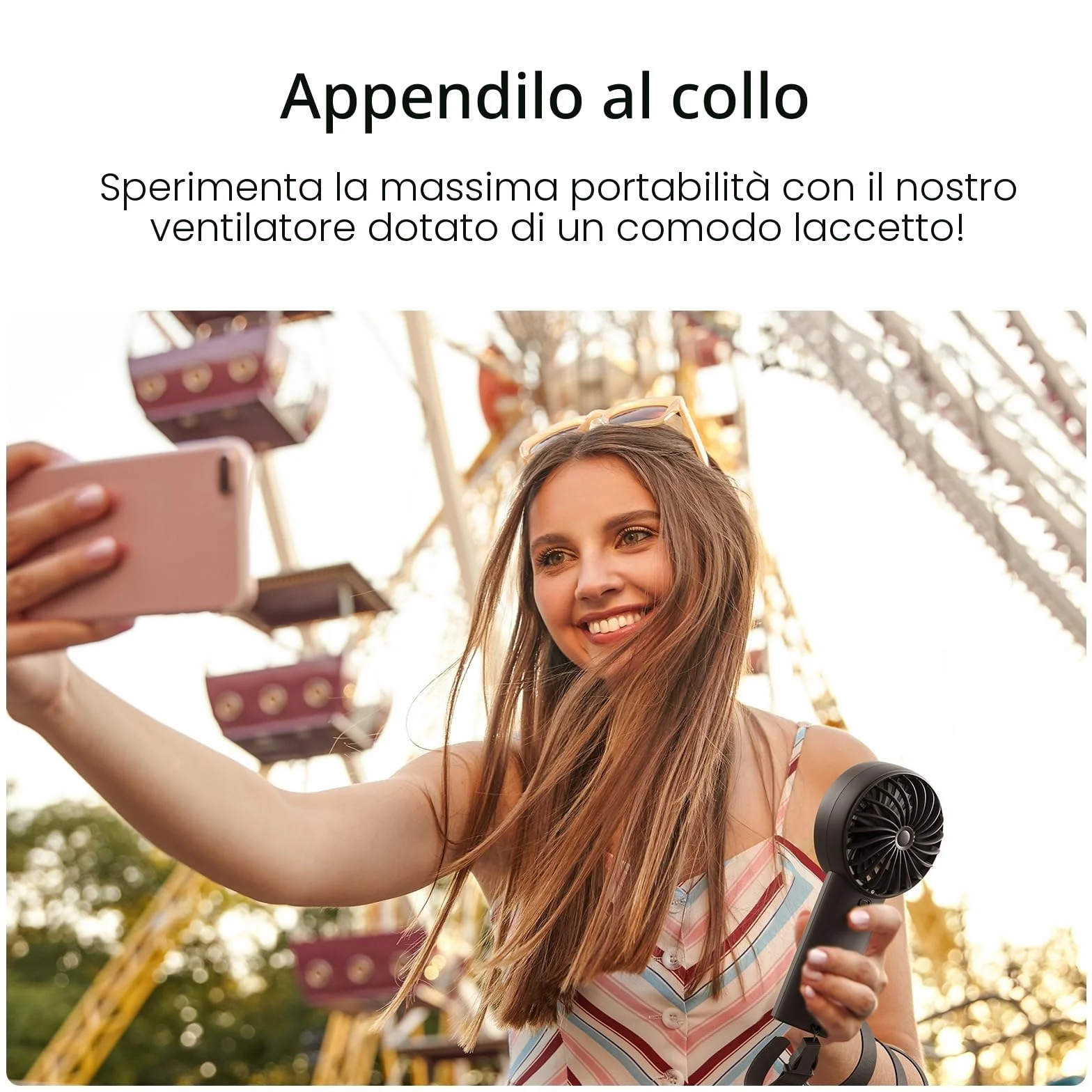 JISULIFE Mini Ventilatore Portatile da 5000 mAh, Ricaricabile USB Con Display Digitale, 5 Velocità del Vento, Ideale per Viaggi/Scuola/Ciglia - Nero