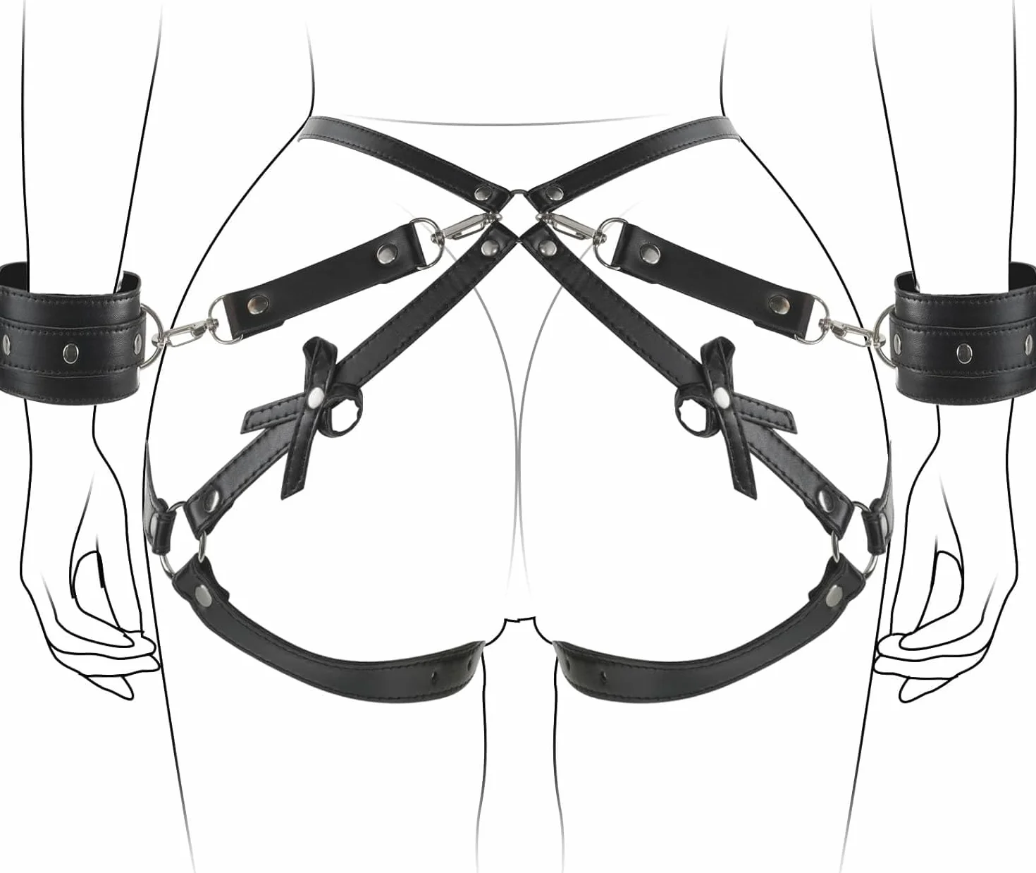 Cordon regolabile in PU per gambe e manichetta accessori punk
