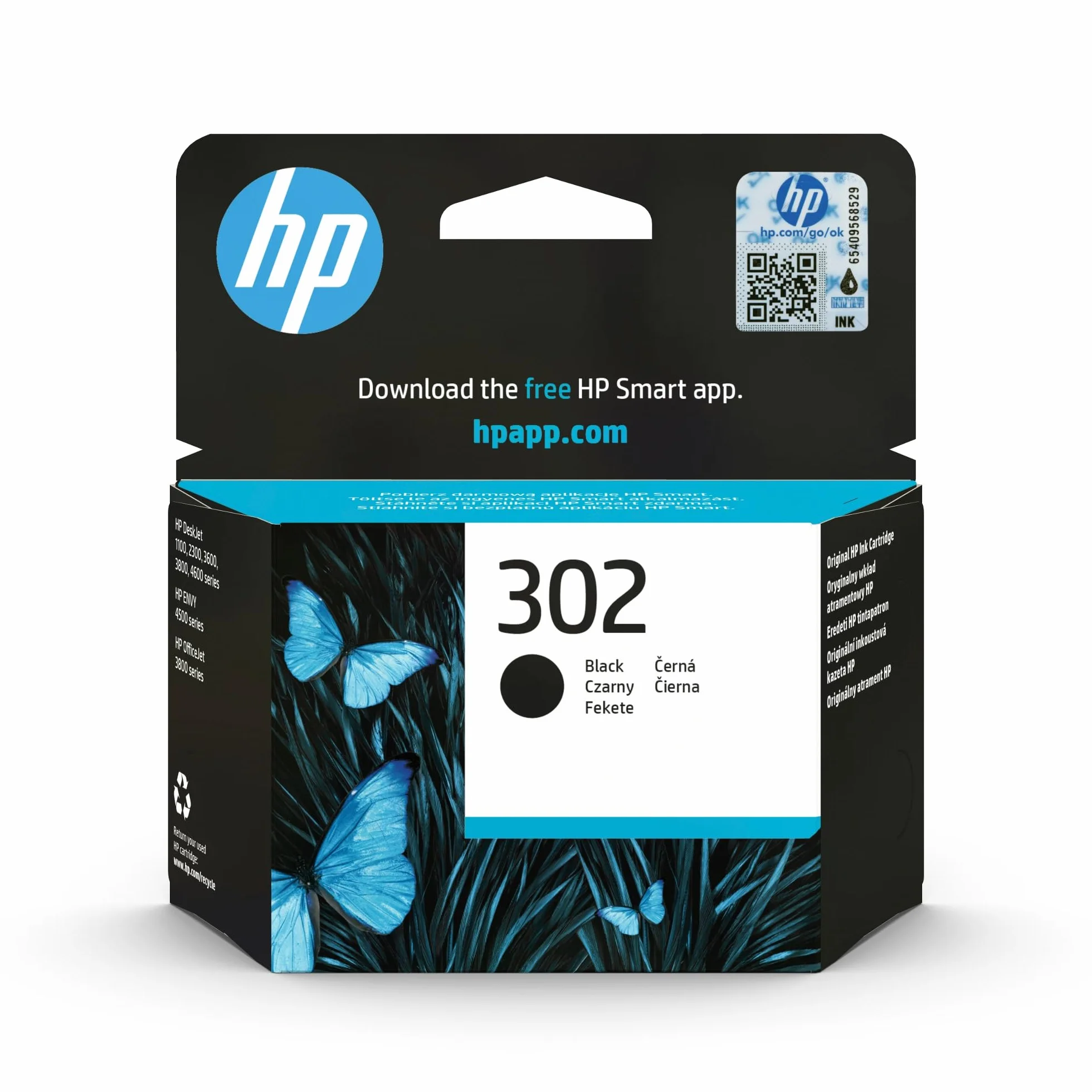 HP 302 Nero F6U66AE Cartuccia Originale 190 Pagine Compatibile Stampanti DeskJet 1110 2130 3630 Envy 4520 OfficeJet 3830 4650 5220 5230