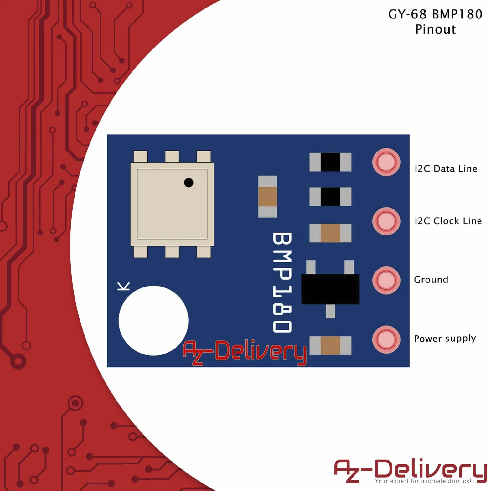 AZDelivery 3 x GY-68 BMP180 Sensore Pressione Barometrica compatibile con Arduino e Raspberry Pi incluso un E-Book!