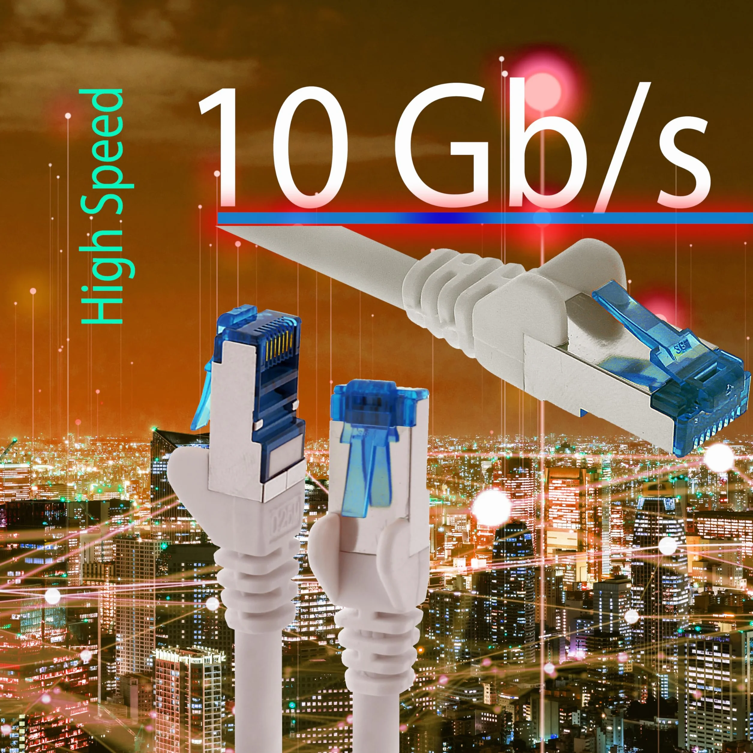 1aTTack.de 1,5m - bianco - 10 pezzi - Rete Cavi Cat6a | S-FTP | CAT 6a | doppia schermatura - certificato GHMT | PIMF | 500MHz | 10000 Mbit/s