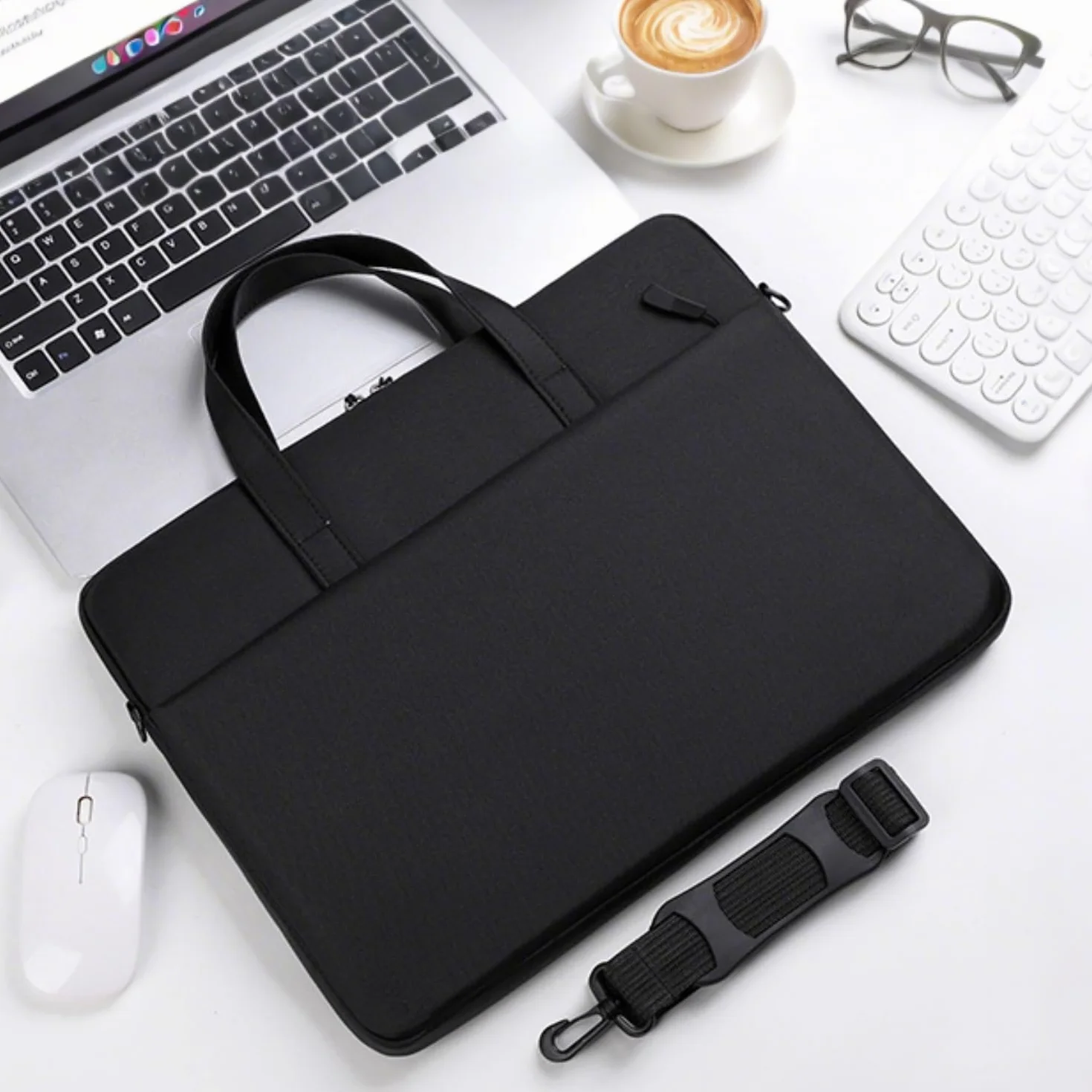 Voarge Borsa a Tracolla per PC, Custodia per PC Computer Portatile, Valigetta Tessuto Idrorepellente, con Tracolla, Custodia per Viaggio, Lavoro, Ufficio, Scuola