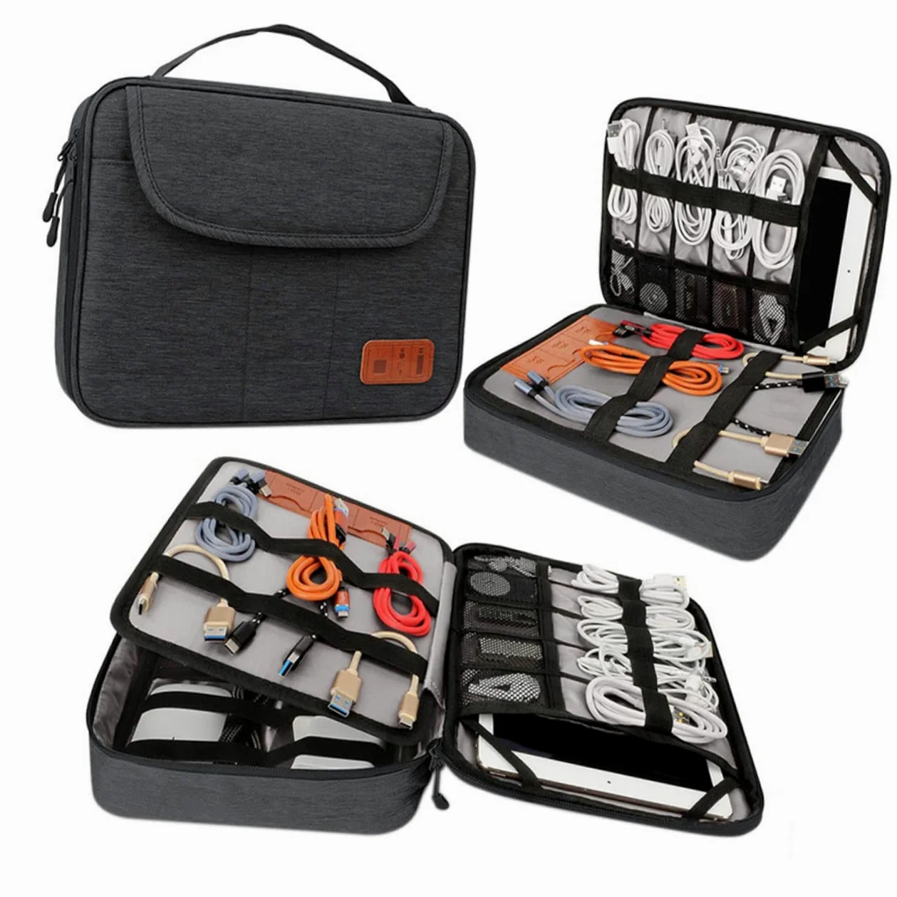 Artibetter Custodia Per Dispositivi Elettronici Organizer Per Cavi Da Esterno Strati Per Archiviazione Digitale e Viaggi Contiene Spazio Per Due Telefoni e Tablet Da Maniglia Per Trasporto Co