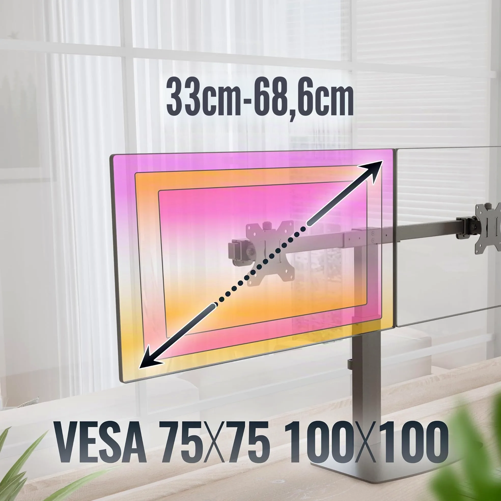 RICOO TS4111 Supporto monitor da scrivania 13-27 pollici per 13 27 pollici girevole inclinabile fino a 8 kg max VESA 100x100