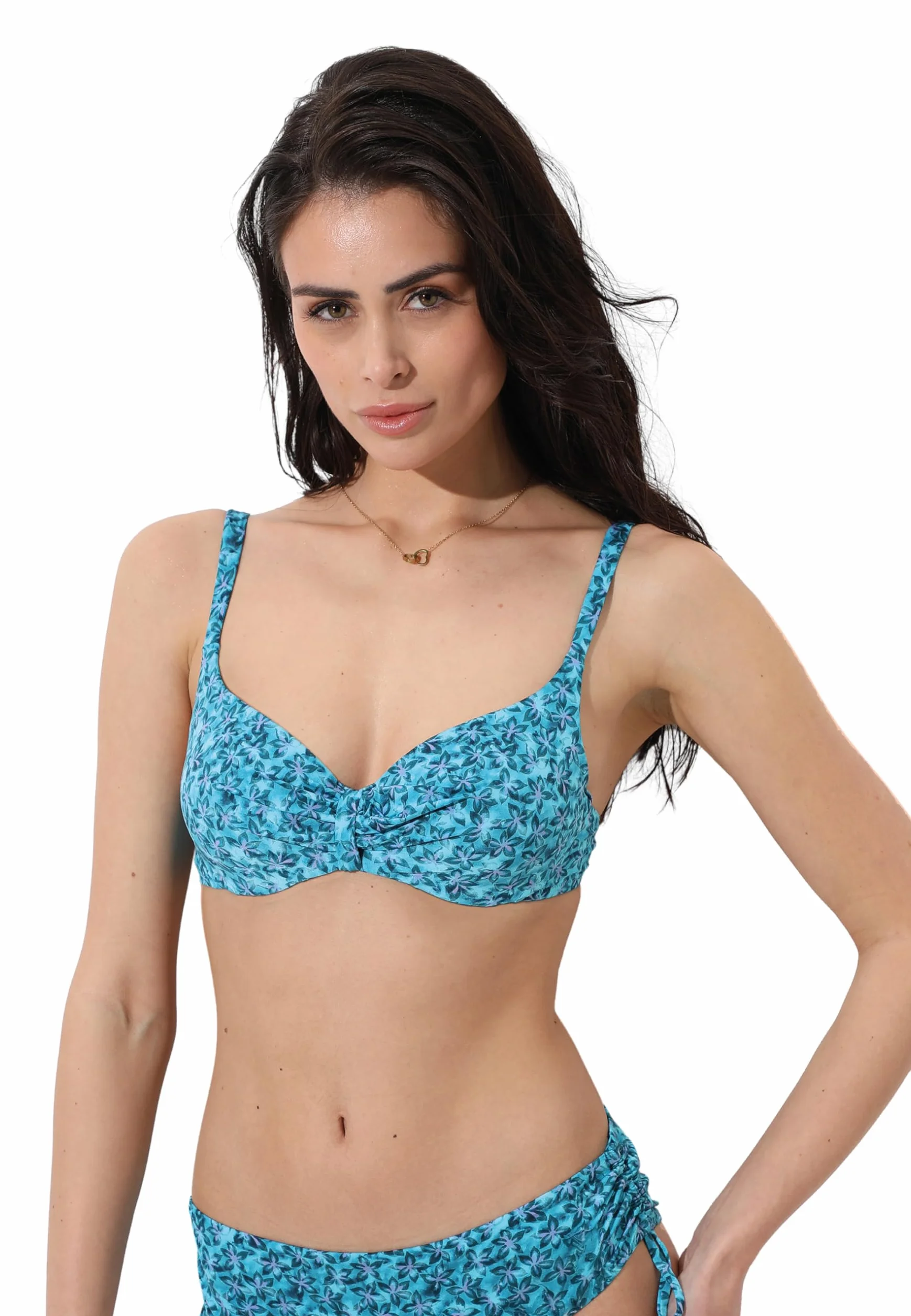 Lovable Reggiseno con Ferretto Invisible Lift in Microfibra Coppe Imbottite Donna Azzurro Stampa Floreale 36C