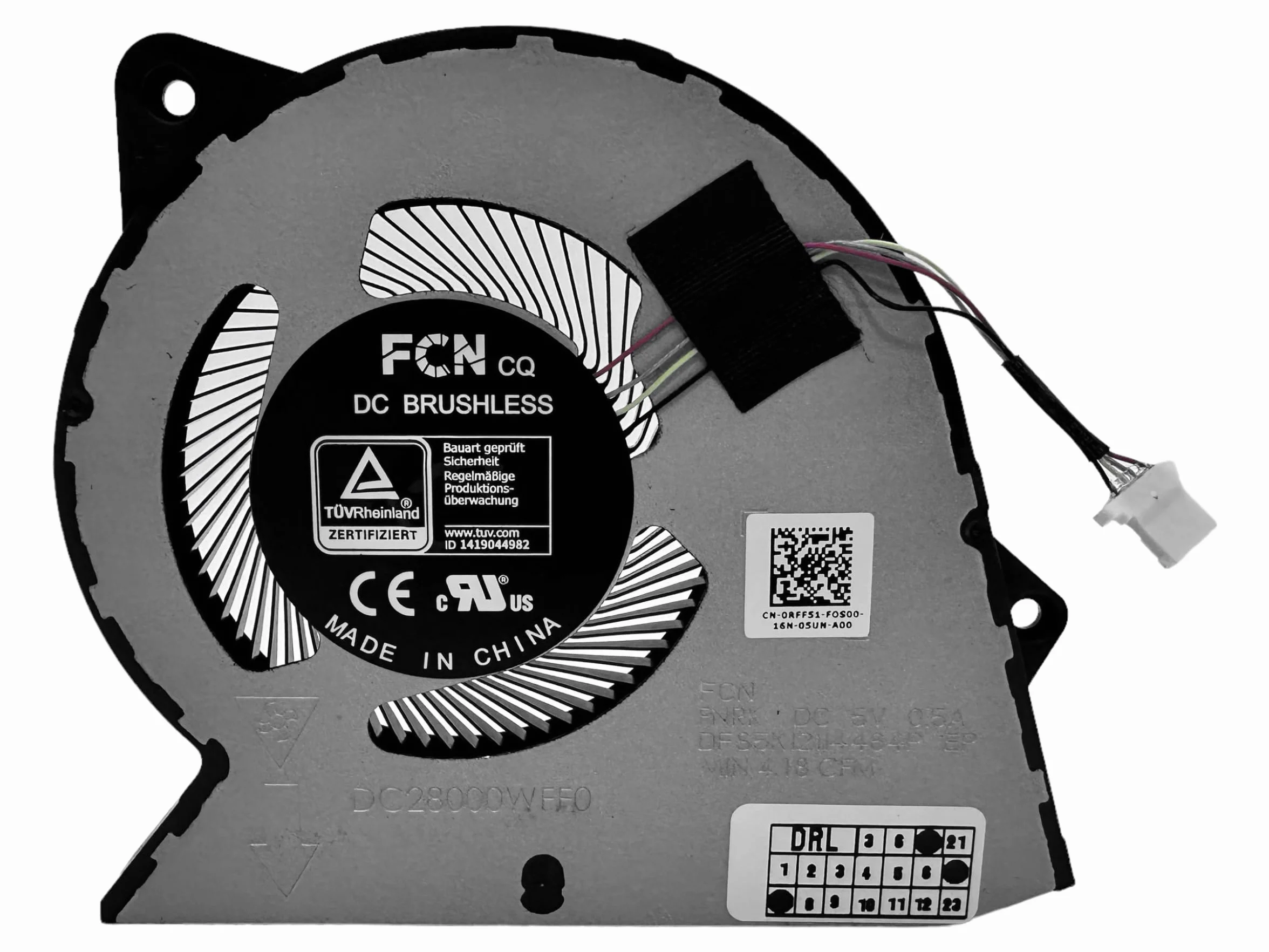 Cooling fan 0RFF51 RFF51 0VD28G, NS75C40-21K14, DC28000WFF0 DFS5K12114464, BN7506S5H-000P, DC28000WFU0, DC28000117D0, compatibile Dell Inspiron 3510. 3511 3515 3520 3525 3530 3535, DC15250, DC15255