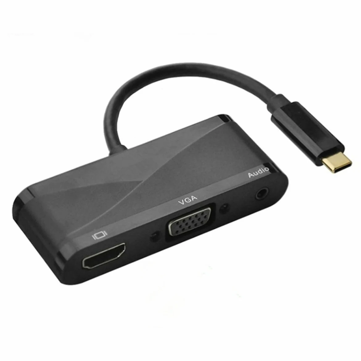 Toddmomy Adattatore Type C a Vga USB 3.1 3 in 1 Nero per Pro PC S8 | Conversione con Uscita Audio, Struttura in Metallo e Plastica, Supporto per Collegamento USB 2.0