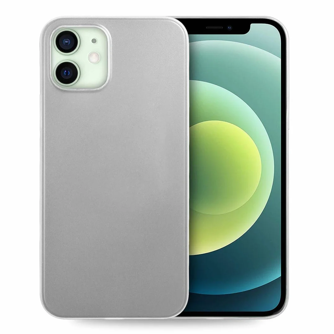 doupi UltraSlim Custodia per iPhone 12 Mini (5,4 Pollici), Satinato fine Piuma Facile Mat Semi Trasparente Cover, Bianco