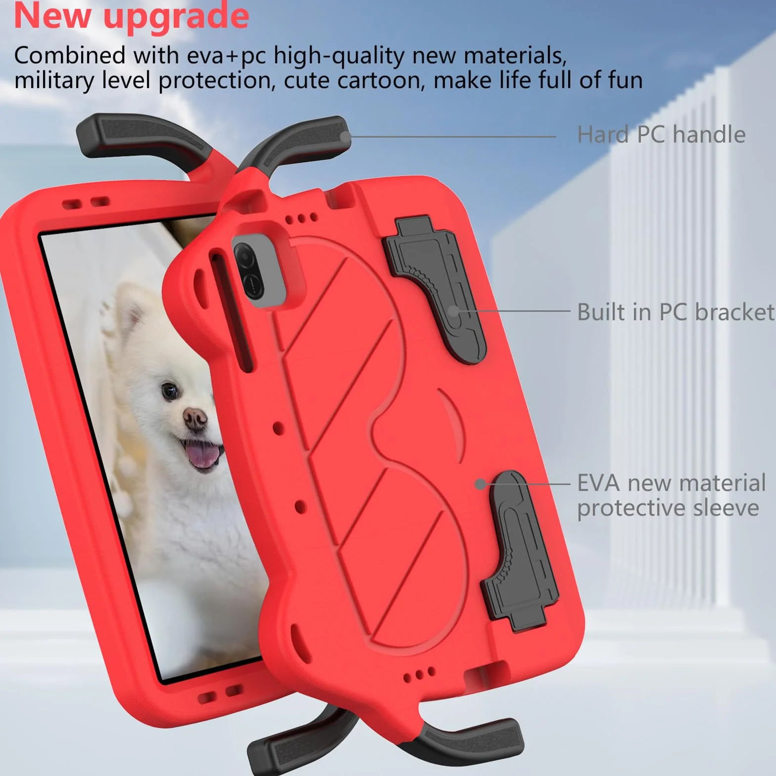 Custodia Compatibile con Honor Pad X8a/X8b 11 Pollici 2024/2026, Custodia Protettiva Robusta Antiurto con Supporto per Manico, Tracolla, Rosso Nero
