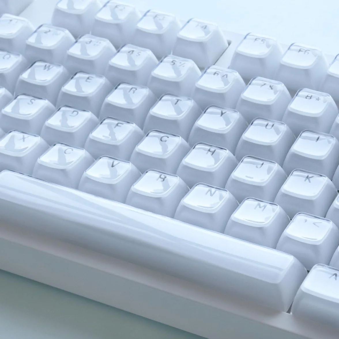 JakeTsai Crystal Jelly Keycaps, PBT Keycap 134 Keys OEM Profile Double Shot White Translucent Custom Keycaps for Cherry MX Switch Mechanical Keyboard