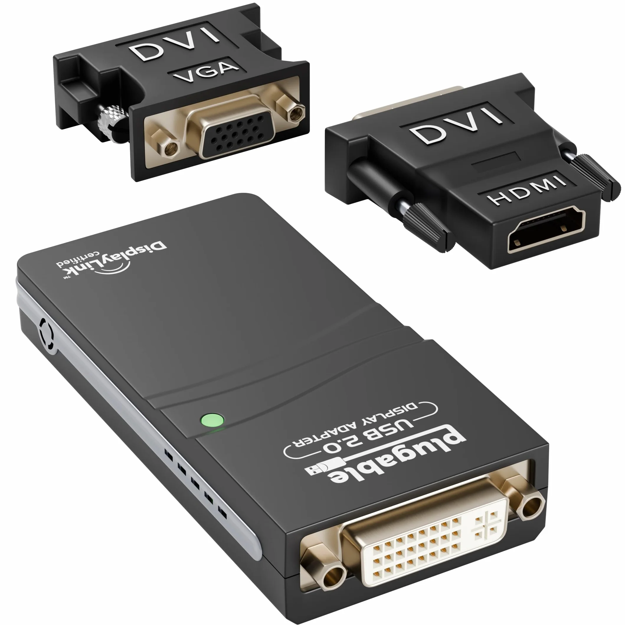 Plugable UGA-165 Adattatore grafico USB 2.0 a VGA DVI HDMI 1920x1080 1600x1200 DL-165 Nero