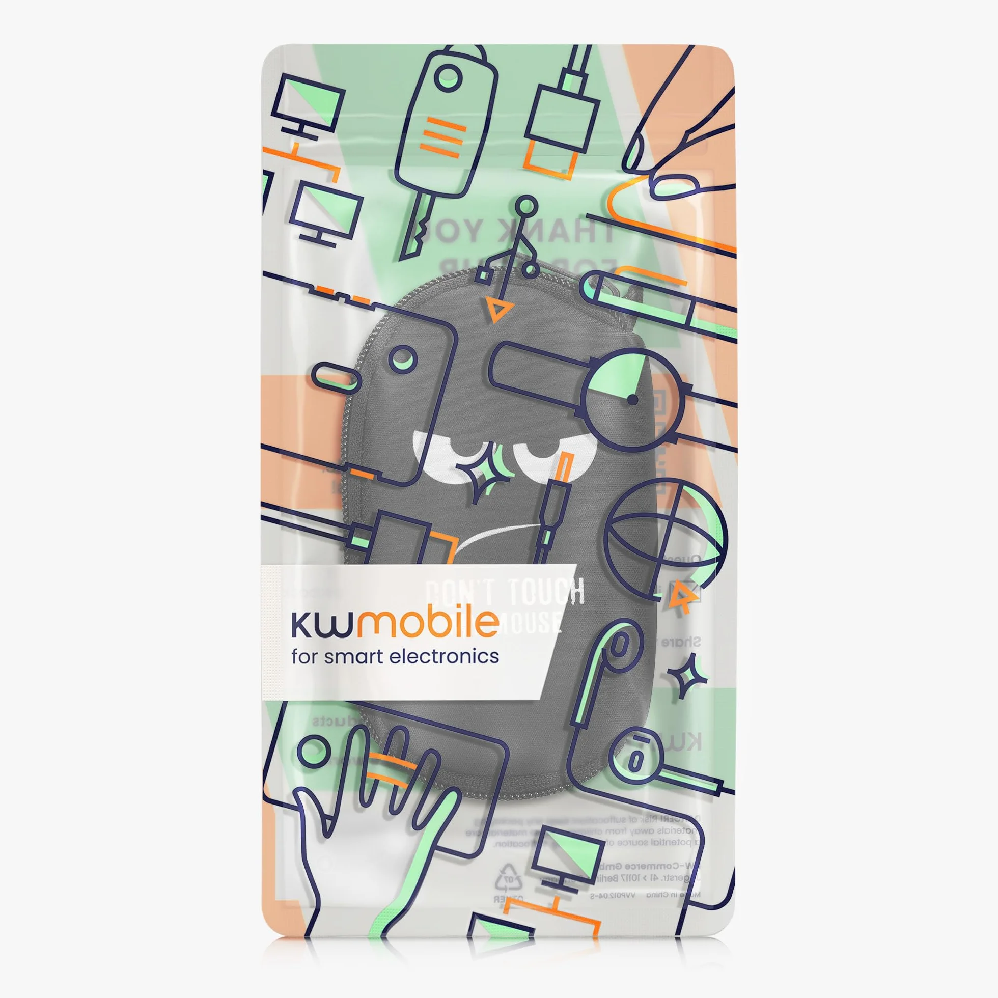 kwmobile Custodia Mouse Wireless Compatibile con Logitech Pebble Mouse 2 M350s / M350 - Custodia Neoprene Mouse - Astuccio Porta Mouse PC Gaming Don't touch my mouse
