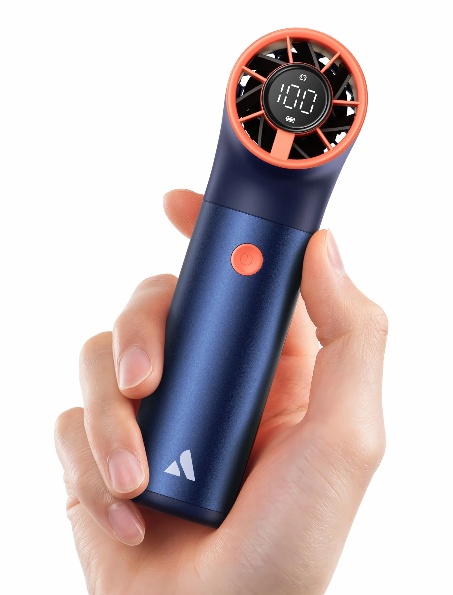 Aecooly Potente Ventilatore Portatile, Mini Ventilatore Turbo a Mano, 19000 RPM Aero Ultra, Ricaricabile [Massimo 15 ore], 7 Velocità d'Aria, Tascabile Piccolo Viaggi, Regalo per Donne-Blu&Arancione