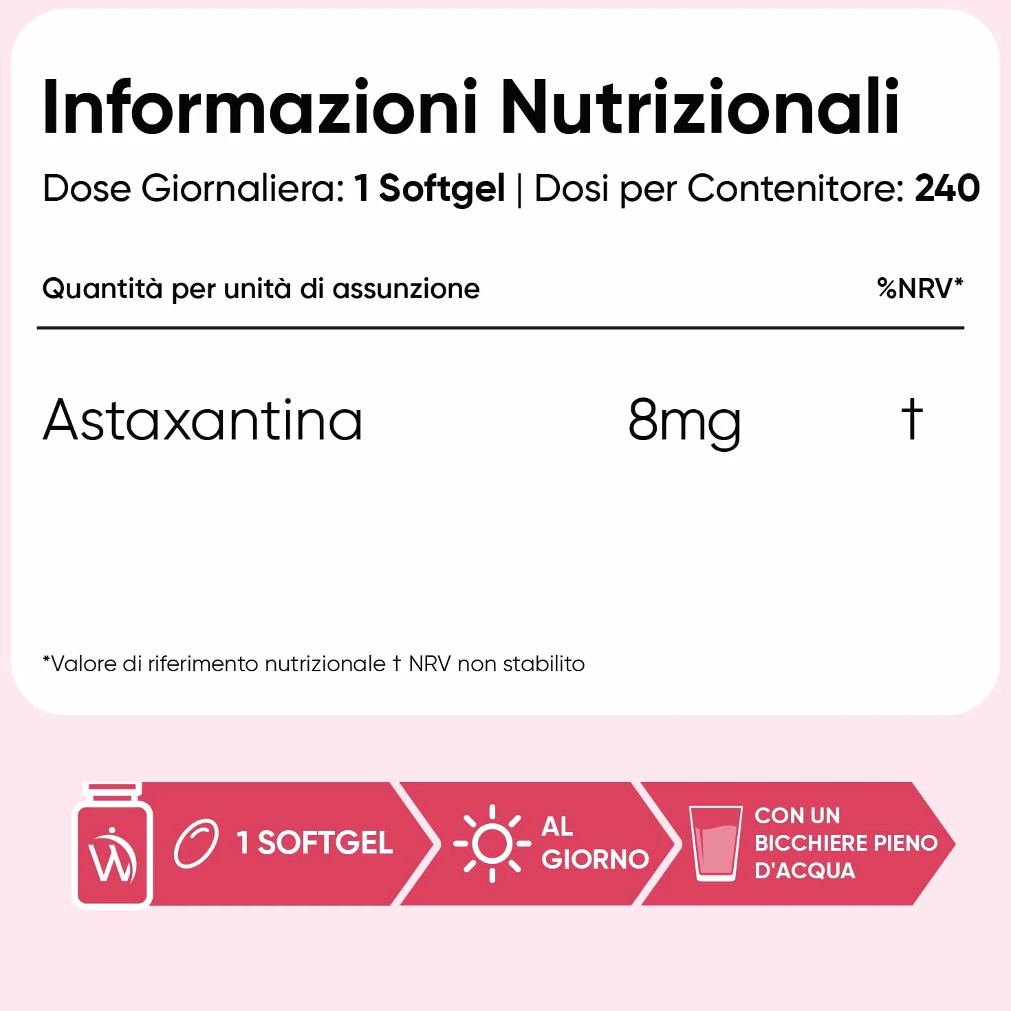 Astaxantina 240 Softgel Vegane Integratore Alimentare Naturale da Microalghe Haematococcus Pluvialis Prodotto in UE