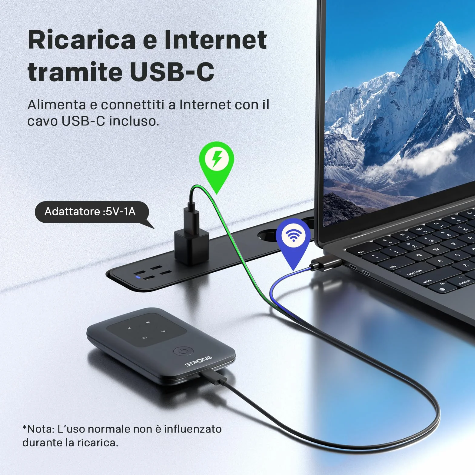 STRONG 4G AIRSPOT 210 Saponetta WiFi Portatile 4G LTE CAT4 150Mbps Hotspot Tascabile Fino a 10 Dispositivi Batteria Ricaricabile USB-C Power Bank